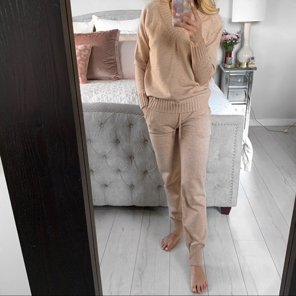Two Piece Sweater Lounge Wear Set in Beige - Picture 6 of 8